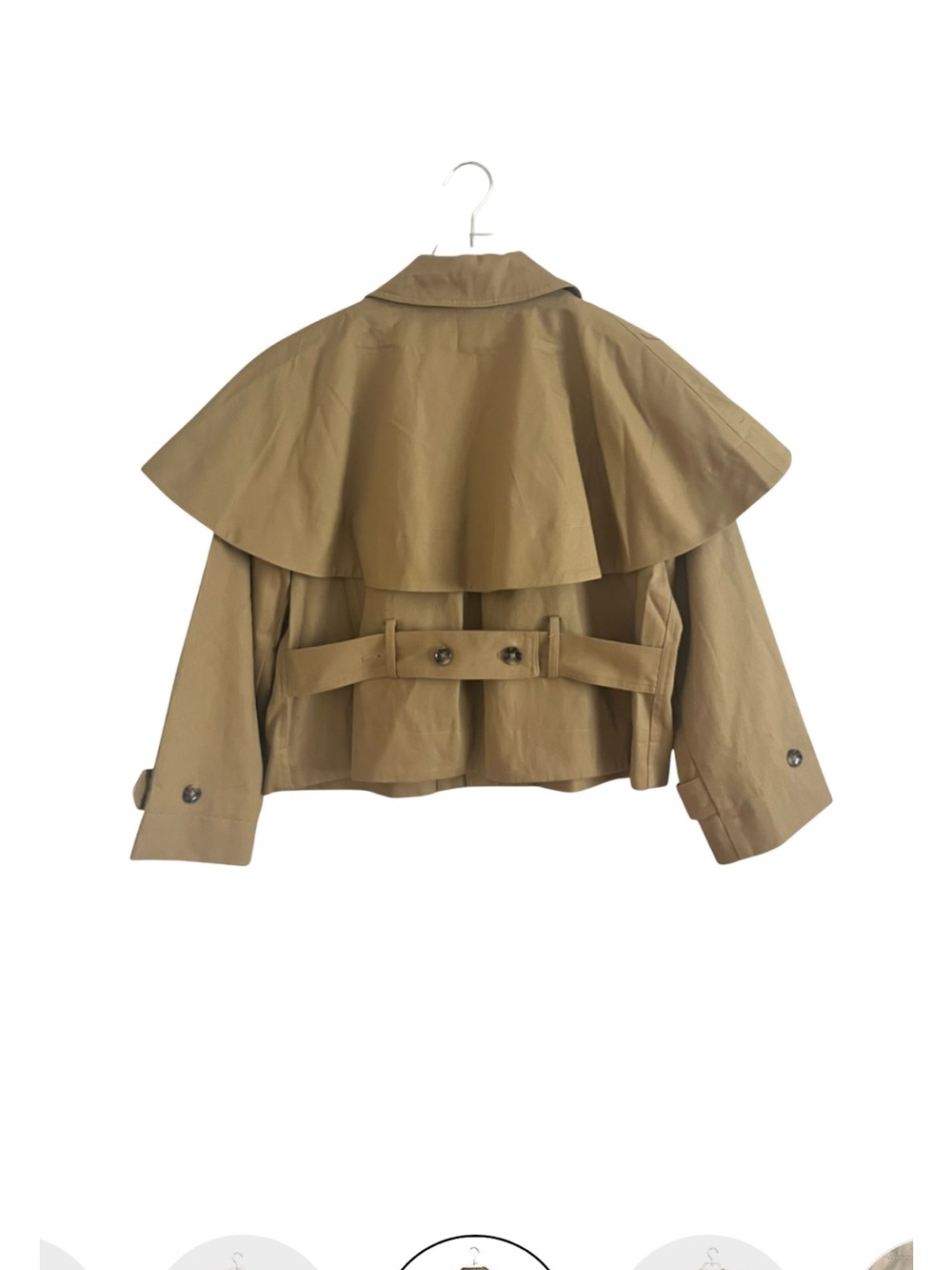 Caroline Constas Cropped Cape-Detail Jacket in Khaki NWT - Picture 3 of 8